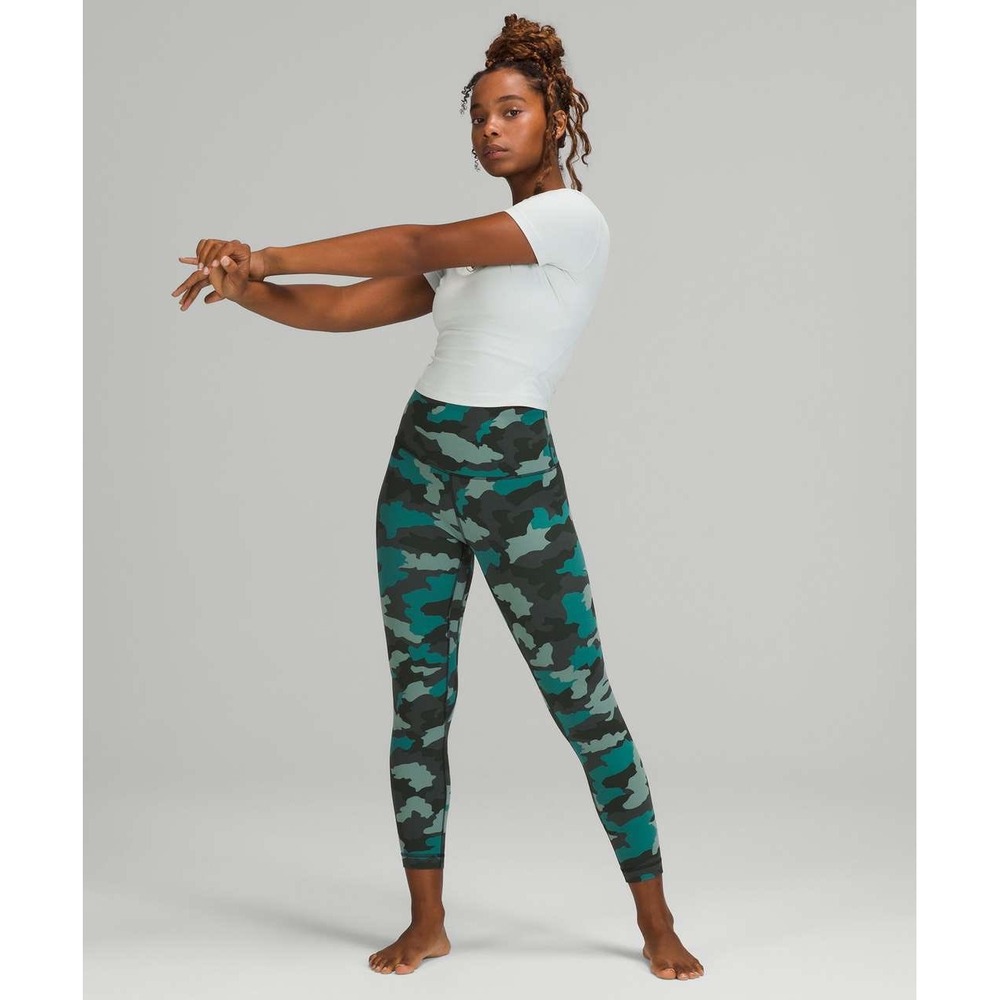 Lululemon Wunder Under High-Rise Tight 25" Teal Camo 6 Gym Yoga Athletic Workout